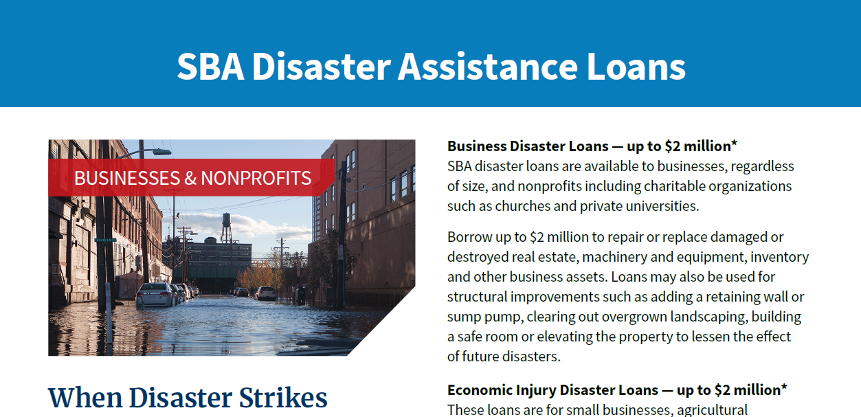 SBA Disaster Assistance Loans