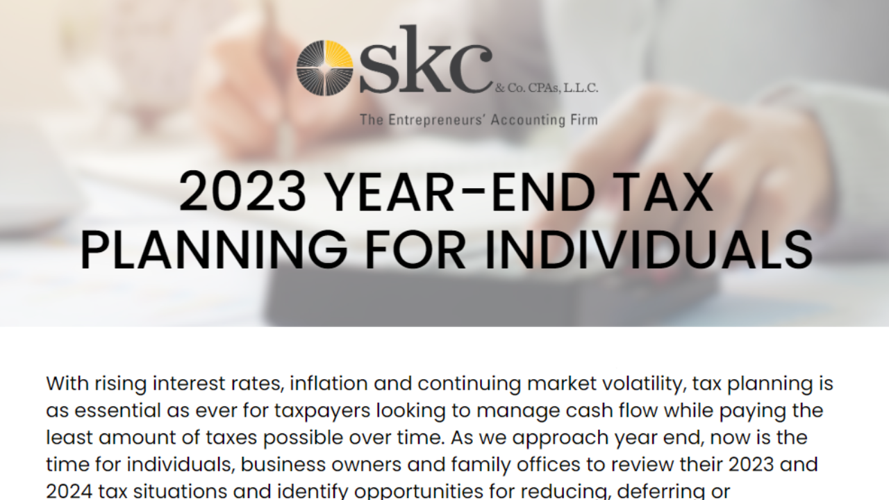 2023 Year-End Planning for Individuals